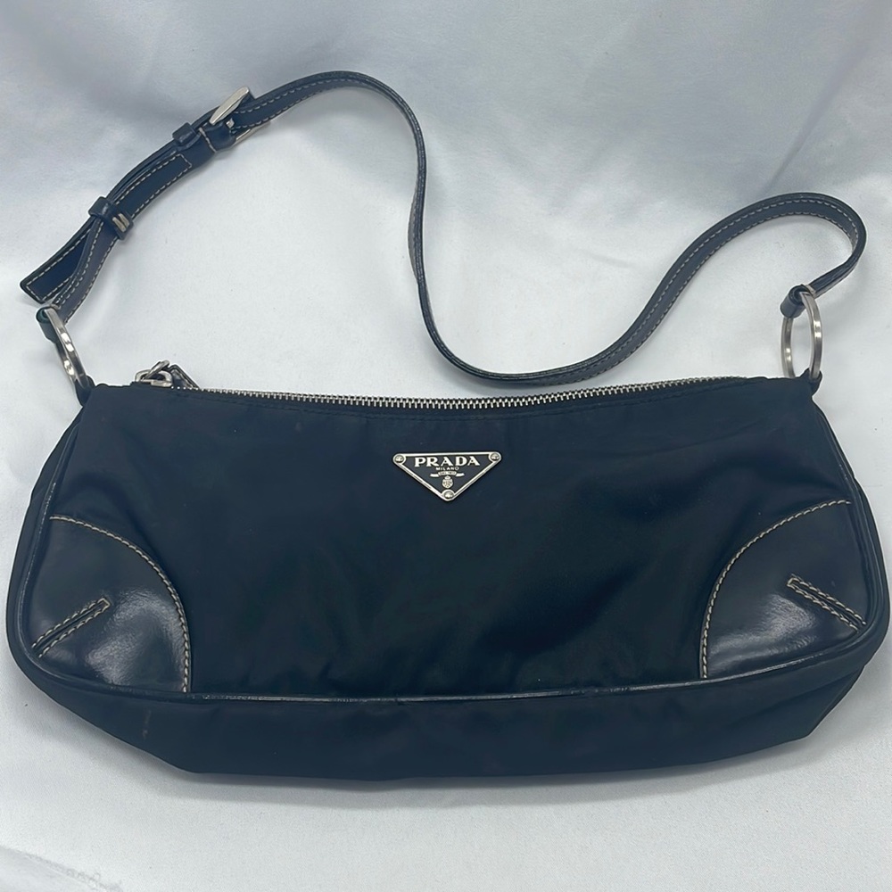 Y2K Prada trimmed tessuto shoulder bag